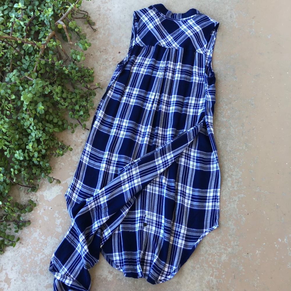 Rails Blue White Plaid High Slits Side Tunic Top - Picture 4 of 4